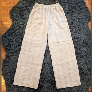Eskandar cashmere/linen check pants in grey, sz 1